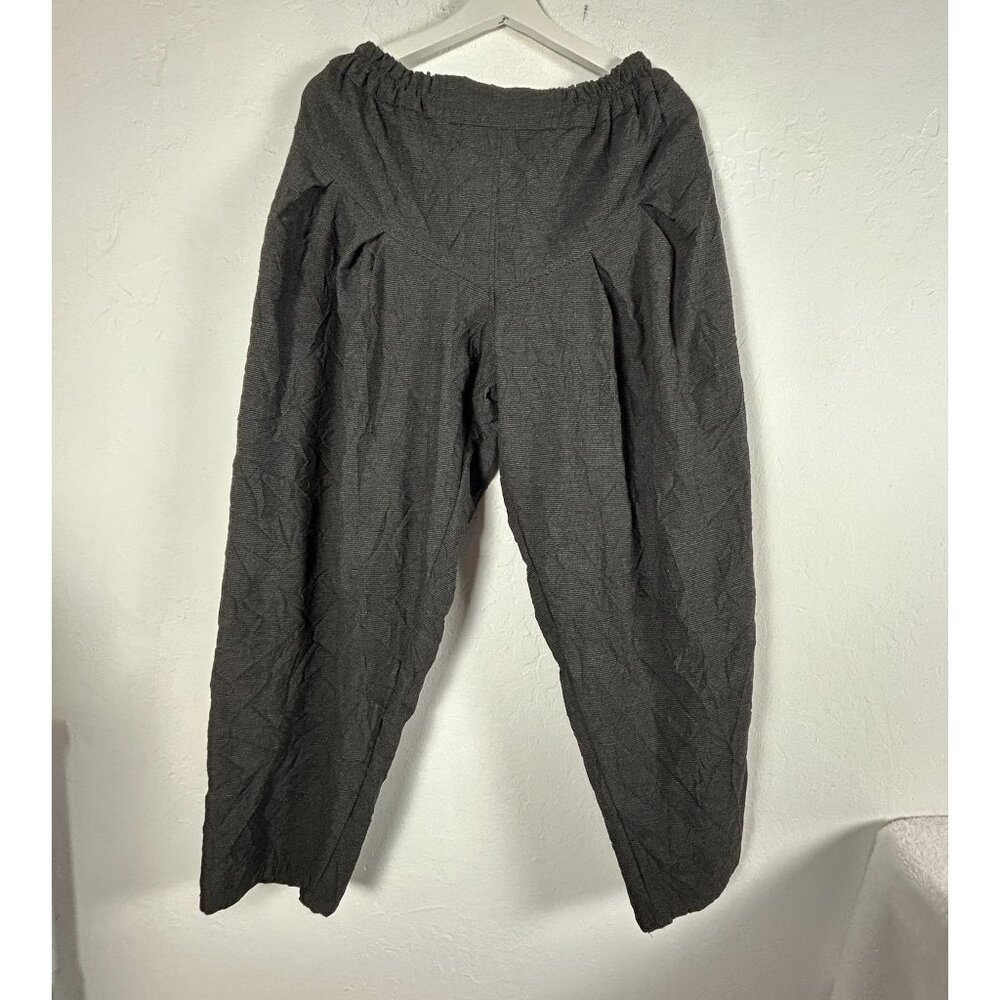 Prisa Collection Womens Black Pinstripe Elastic Waist Cropped Pants Wool Blend